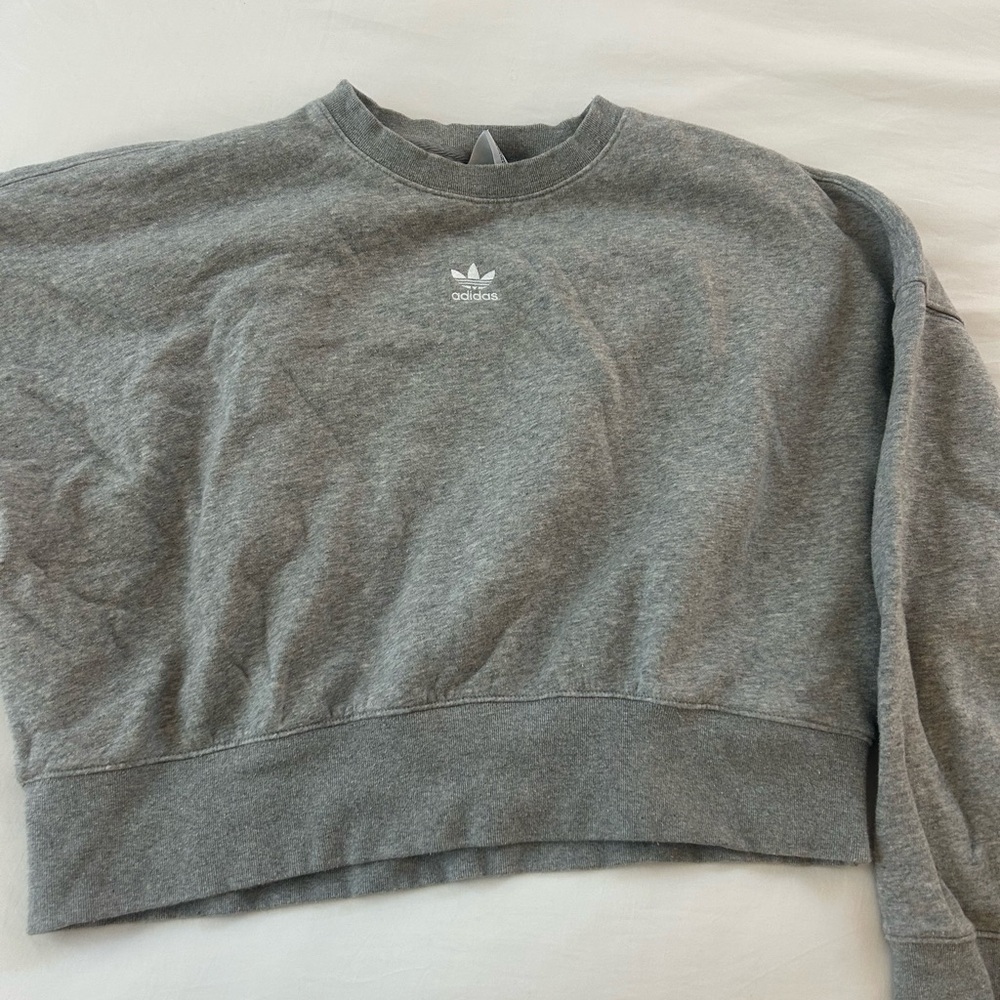 Adidas Lounge Set - Heather Gray Crewneck Sweatshirt and Joggers